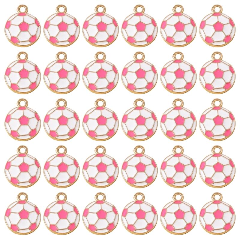 Packung mit 30 Mini-Fußball-Schlüsselanhängern Legierung Emaille Anhänger Für Sportfans DIY Schmuck Bastelprojekte Kompakte Größe Fußball Zubehör