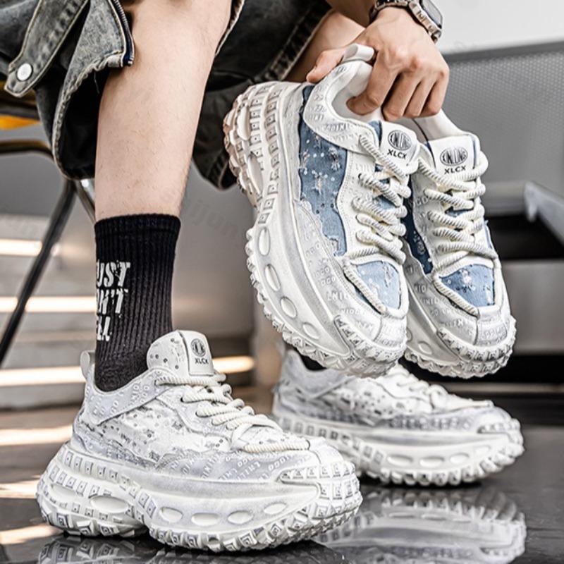 Fashion Niche Designed Casual Thick Soled Men's Shoes 2025 Autumn Low Top Comfortable Versatile Fashion Trend Non Slip Platform sneakers