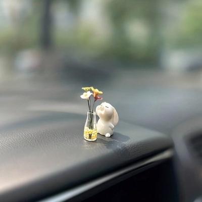 Daisy And Rabbit Designed Car Center Console Decorations, Car Window/Computer Desk Decorative Ornaments, Car/Home Interior Decor Accessories