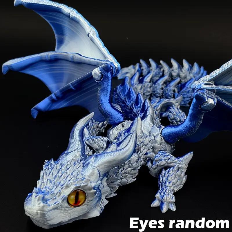 1pc 3D Printed Winged Carriage Dragon Figurine With Random Eyes, Art Deco Resin Dragon Sculpture, Tabletop Animal Theme Decor