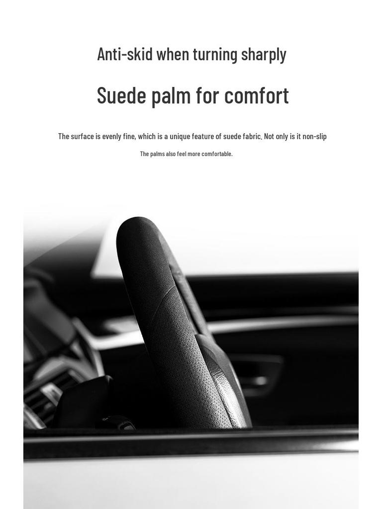 Suede Steering Wheel Cover for 20 Lynk & Co Models (03+, 03, 02, 05, 06) & Genuine Leather Cover for 2021 Model 01