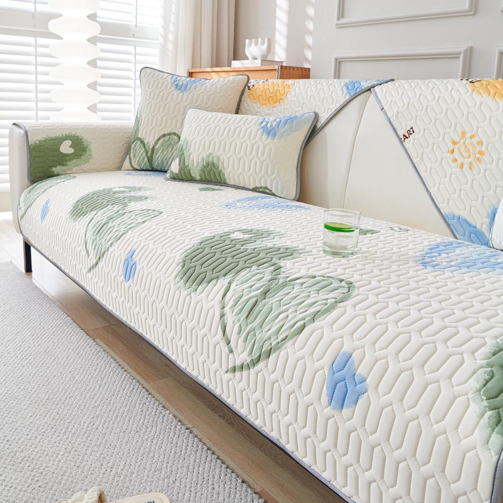 Latex Ice Silk Sofa Cushion Summer Mat Seat Cushion Non-Slip Sofa Cover New  Cool Cushion Cover Summer Model