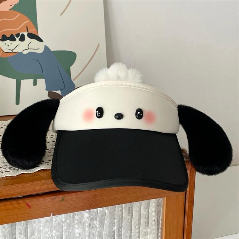 HelloKitty Sonnencreme leere Kopfbedeckung süße leere Kopfbedeckung Sonnenschutz Gesicht zeigen kleines Cartoon-Mädchen kt Katze Sonnenhut