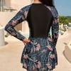 Zip Up Skirt Style Bikinis For Sports And Surfing Long Sleeve Sun Protective Swimwear With Waist Cinching Design