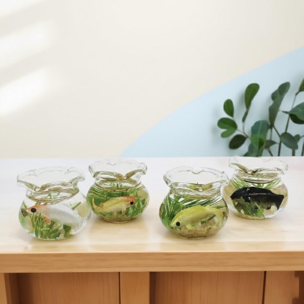 Mini Micro Glass Fish Tank Bowl Aquarium Dollhouse Decor Toy Random Colors Home Decoration Miniature Model