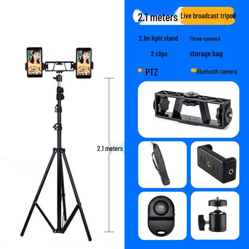 Photography Light Stand & Mobile Phone Tripod – 2.1m Adjustable Floor & Desktop Bracket for Live Streaming