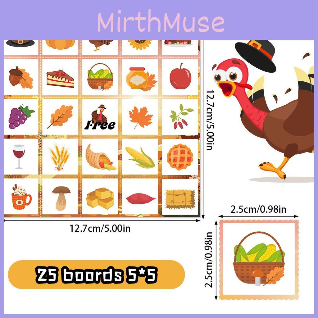 Themed Thanksgiving Party Fun Bingo Game Set With Paper Cards And Sheets Call