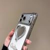 Luxurious Rhinestone Heart Mirror Kickstand Phone Case For iPhone 11 12 13 14 15 16 17 Pro Max 14 15 16 Plus 17Pro Air Y2K Cover