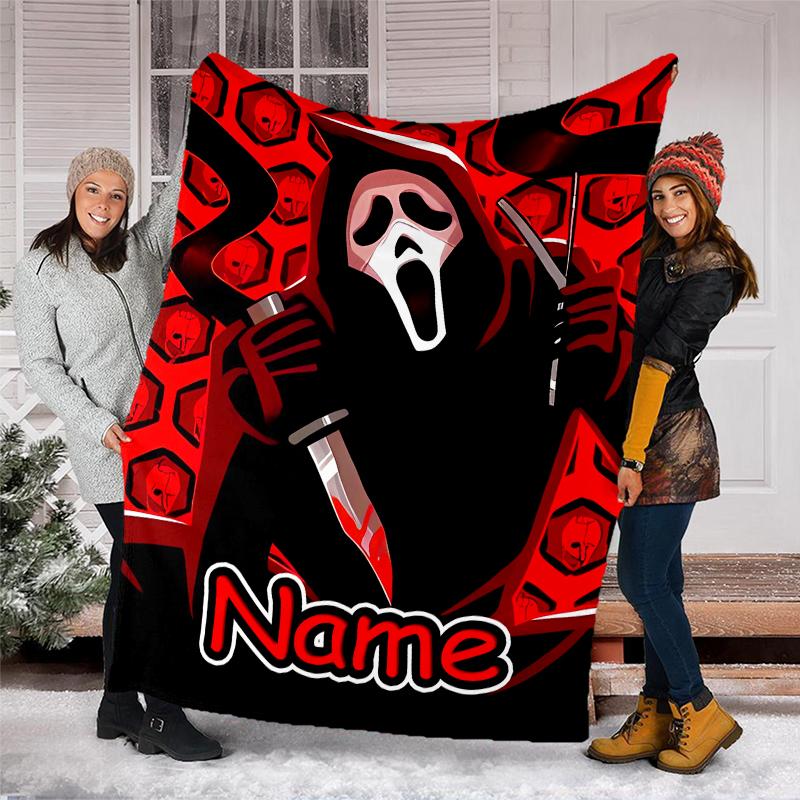 Personalized Custom Name Blanket - Ghostface Print Design,Blanket for Sofa,Bed,Travel,Camping - Soft and Warm, Great Gift