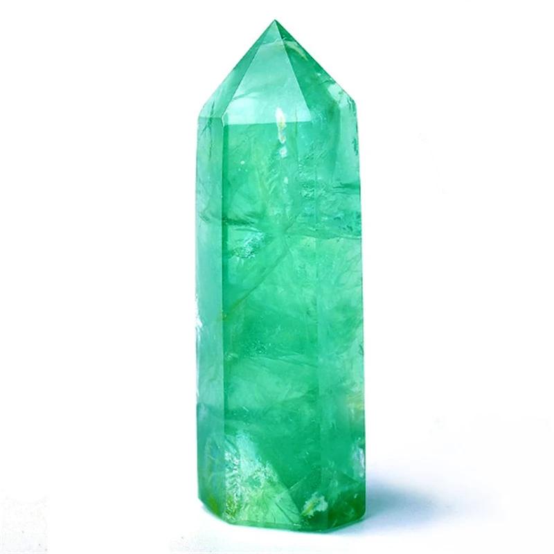 Natuurlijke Groene Fluoriet Enkelpuntige Zuil Kristal Genezende Steen Natuurlijk Groen Kwarts Kamerdecoratie Gepolijste Obelisk Gesneden Ambacht 70-80mm