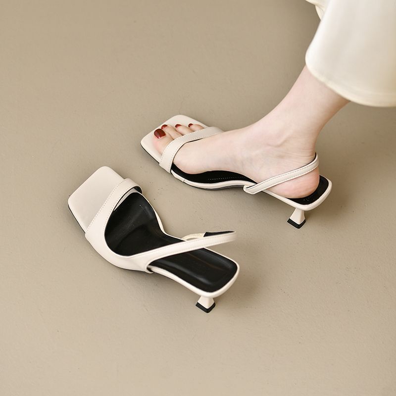 With Skirt Dopamine Lightweight High-heeled Fairy Sandals Summer High-end French Square Head Women's Single Shoes