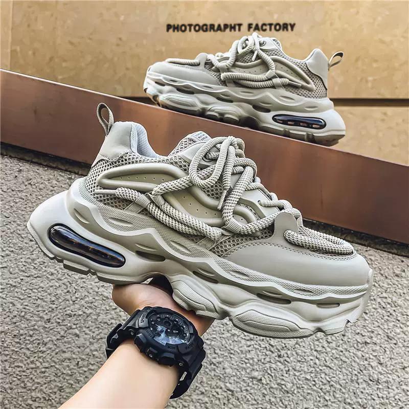 Mesh Breathable Sports Shoes Air Cushion Shock Absorption Casual Running Men's Thick-soled Shoes