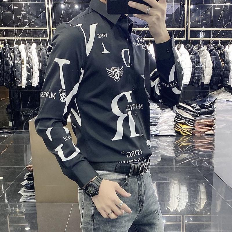 Spring Autumn KPOP Fashion Style Harajuku Slim Fit Tops Loose Casual All Match Shirt Korean Style Pointed Collar Printed Blusa
