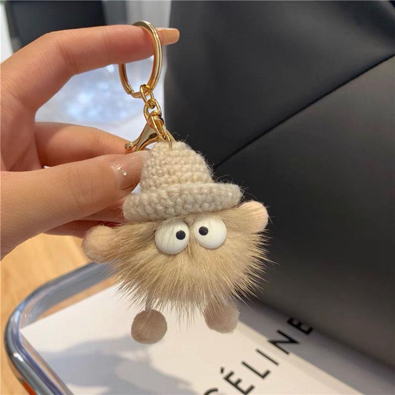 Mink Fur Soot Sprite Plush Keychain for Couples