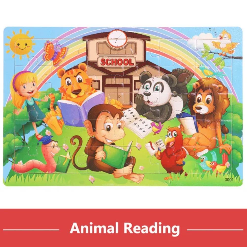 Puzzle 3D Montessori Economic 30 de piese Animal de Desene Animate Puzzle din Lemn Joc de Masă Jucării Educative Pentru Copii Cadouri
