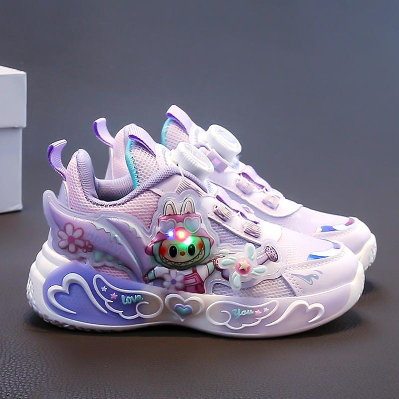 Girls' shoes, new autumn model, children's Labubu running shoes with lights, glowing girls' sports dad shoes, popular model