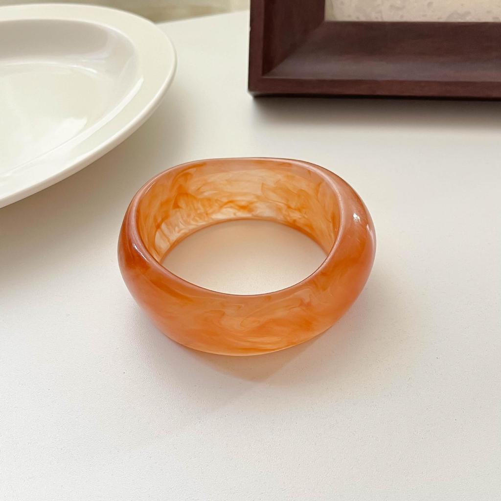 Ombre Resin Bangle: Wide Irregular Design, Vintage Minimalist Style