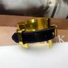 Armlet Exaggerated Metal Bangle Golden Women Open Bangle Belt Buckle Leather Bracelet  Party