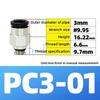Pneumatik-Fittings Messing Mini-Verbinder Luftschlauch Schnellkupplung PC4-M3/M4/M5 4mm Gewinde Durchgangsgerade Verbindung