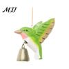 Eco Friendly Hanging Ornament Hand Carved Wooden Bird Wind Chime, Rustic Bell Decor Handmade Hummingbird Chimes with Rope, Wood Pendant for
