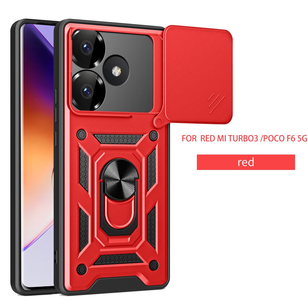 For Xiaomi Poco F6 Case Poco F6 Cover poco f6 Magnetic Ring Holder Armor Phone Case Slide Camera Protect Back Cover