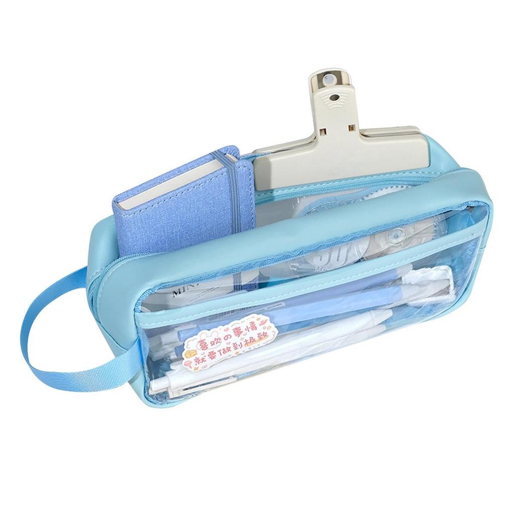 Transparent Large Capacity Pencil Bag Ins Style School Case Stationery Holder Waterproof Portable Pen Case Pencil Storage Bag
