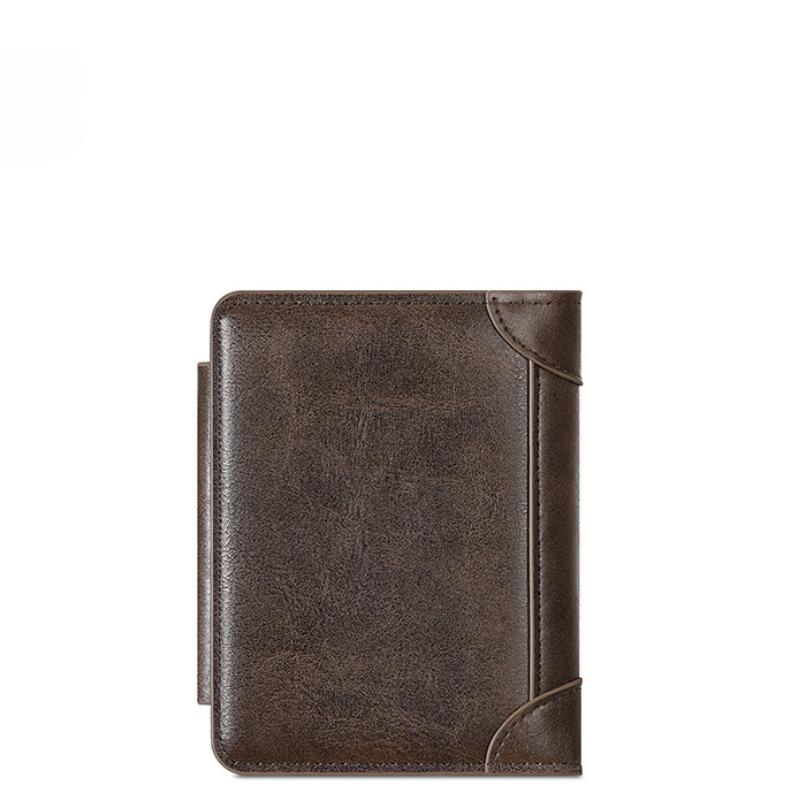 

Ретро повседневный мужской кошелек с коротким замком-молнией, многофункциональный держатель для карт, кошелек для монет, мужской кошелек 9.8cm*3cm*12cm темно-коричневого