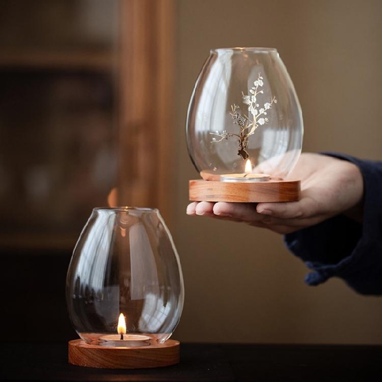Candle Holder Glass Cover Decorations for Bedroom Farmhouses Candlesticks Decors