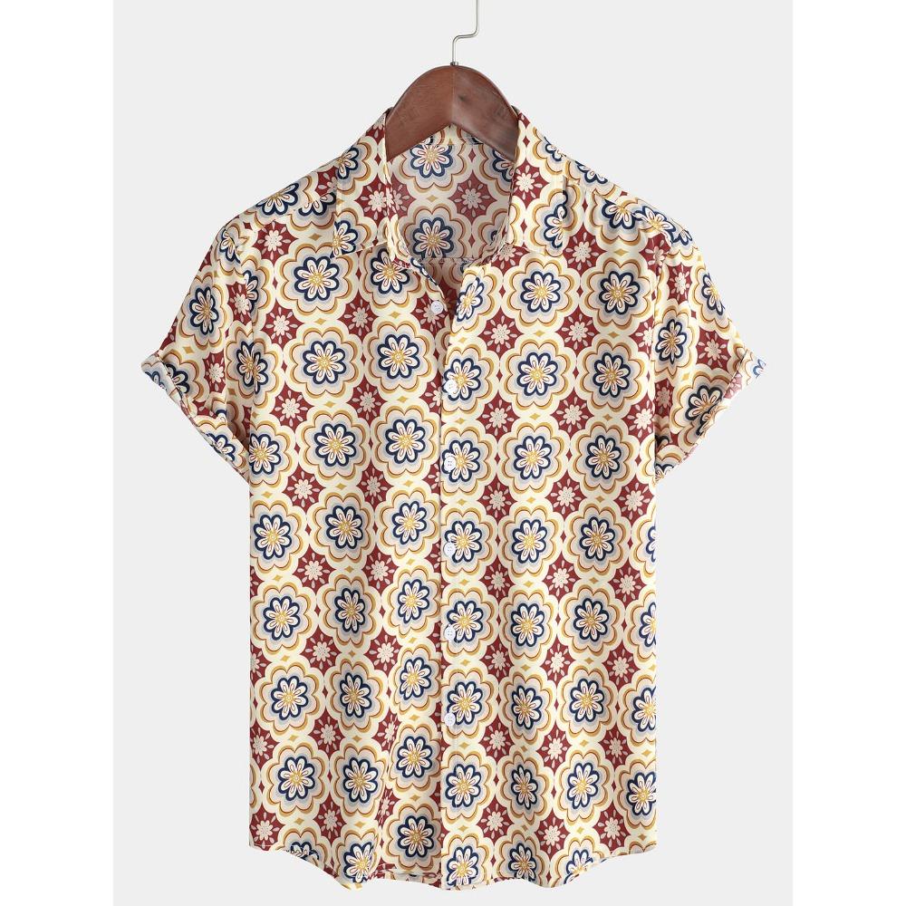 

Summer Casual Holiday Beach Shirt 3D Pattern T-shirt Retro Short Sleeve Vacation Outdoor Men s and Women s Shirt S