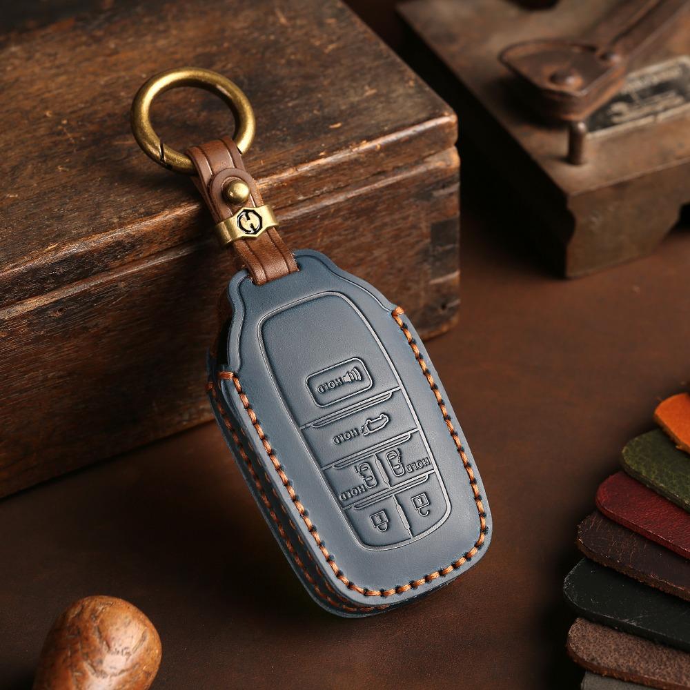 Handgjort Nyckelskydd i Äkta Läder för Toyota Sienna Alphard Vellfire Kreativt Bilnyckelfodral