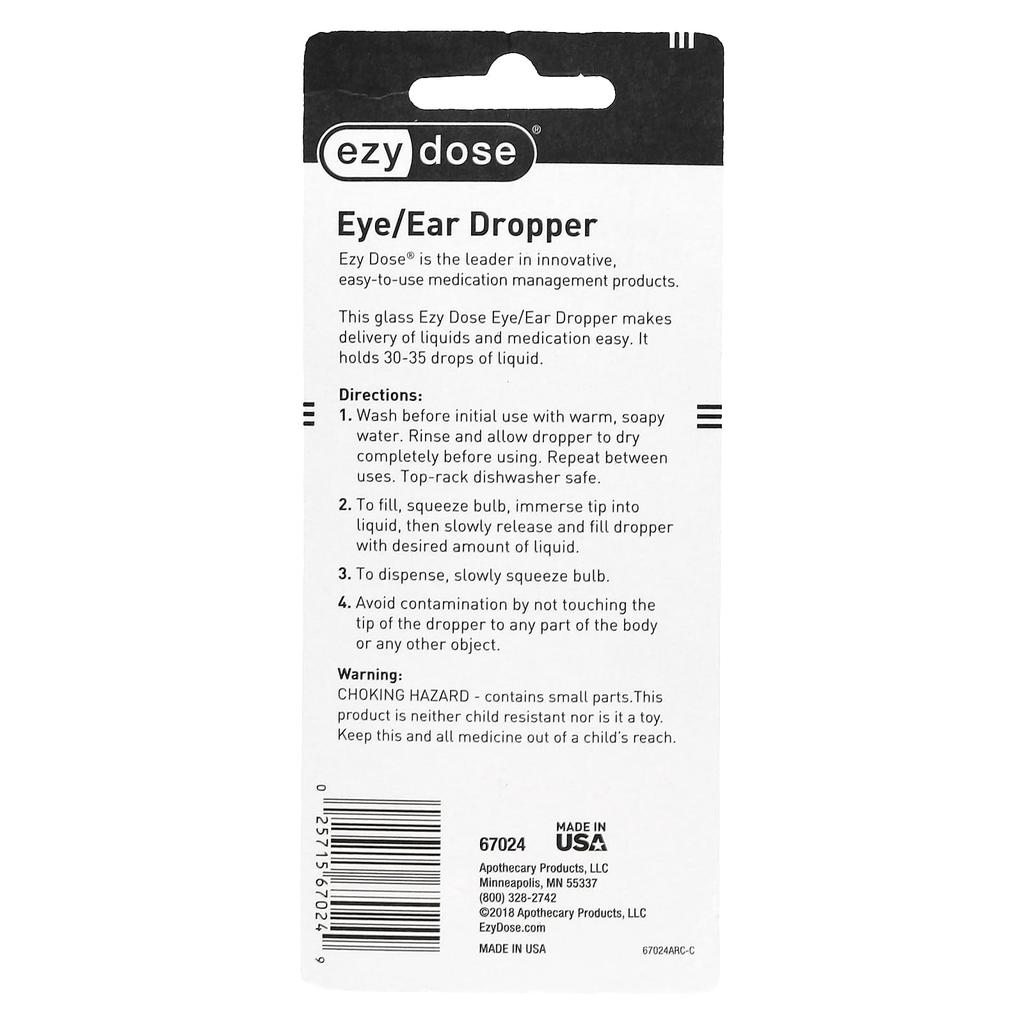 Eye/Ear Glass Dropper, 1pc