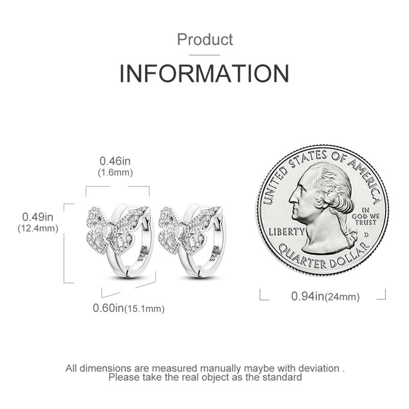 925 Silver Bees Butterflies Insects Series Jewelry Zircon Circle Hoop Earrings Women Earring Jewelry Gift Accessories