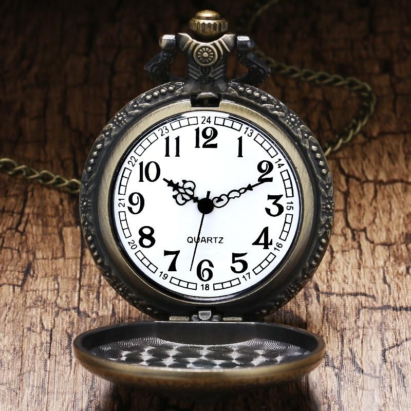 Antique Steampunk ACDC Hells Bell Quartz Pocket Watch Retro Necklace Pendant