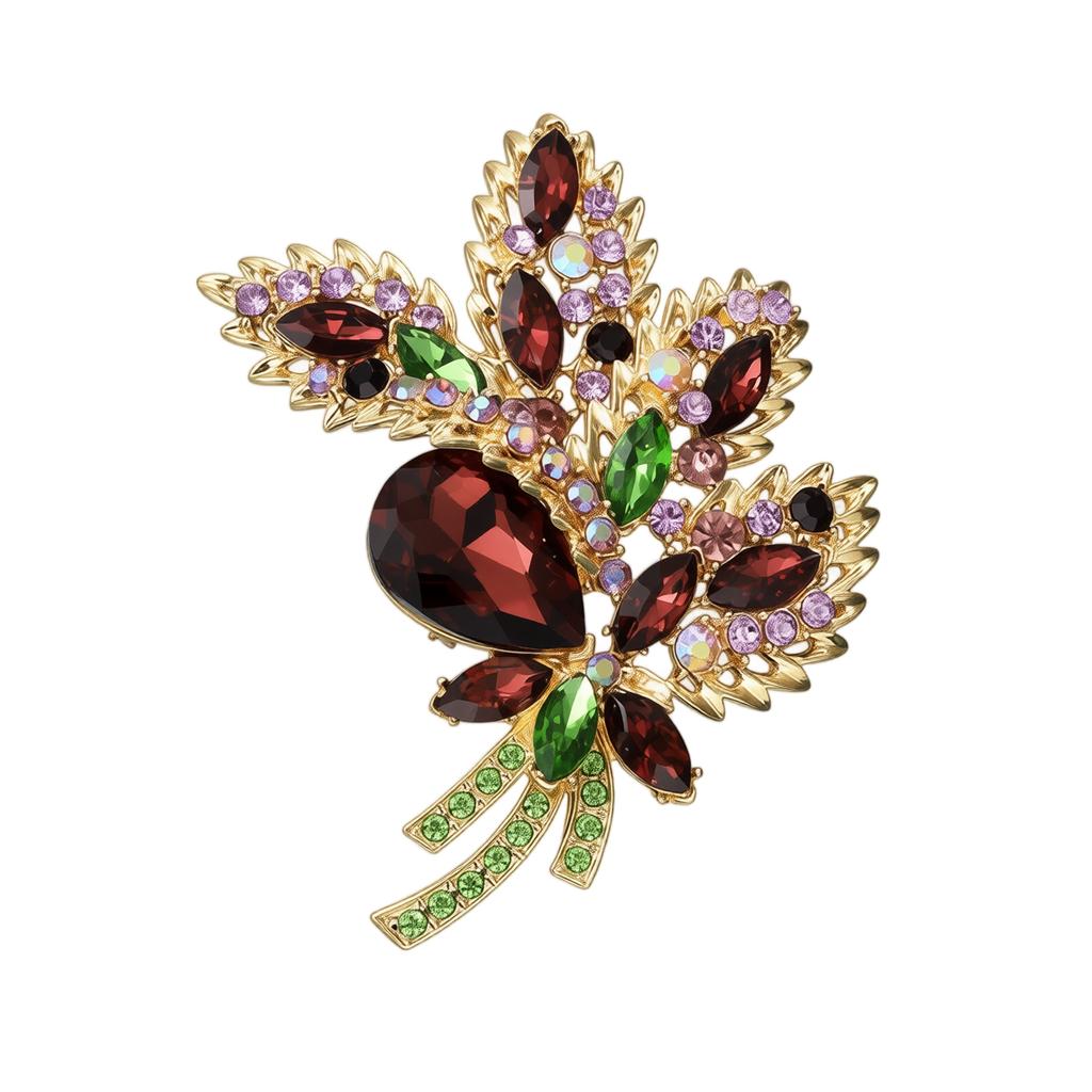 Large Rhinestone Brooch Pin Floral Design Statement Accessory for Shawl Cardigan Coat Lapel Decoration Jewelry