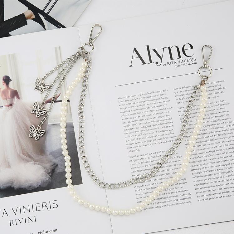 Pearl Butterfly Trouser Chain Belt Women'S Cool Pants Hanging Chain Personalized Decorative Accessories Jk Skirt Waist Chain Pendant