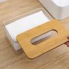 Tissue Clear Box Napkin Household Transparent Holder Paper Box With Bamboo CoverContainer Living Room Bedroom Tissue Storage Box
