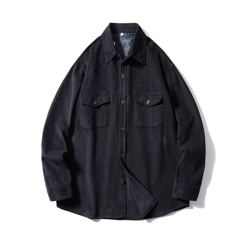 Japanese Retro Corduroy Long-Sleeve Work Shirt Jacket for Men, Autumn and Winter Casual Slim-Fit Foreign Trade Men's Shirt