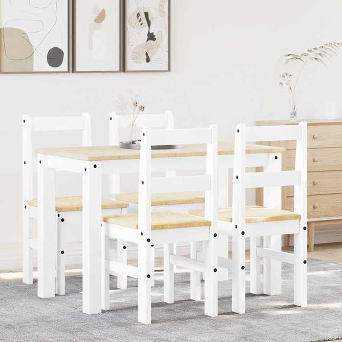 VidaXL Panama 5 Pcs Dining Set White Solid Pine Wood, Dining Table Set, Kitchen Table and Chairs, 3345172