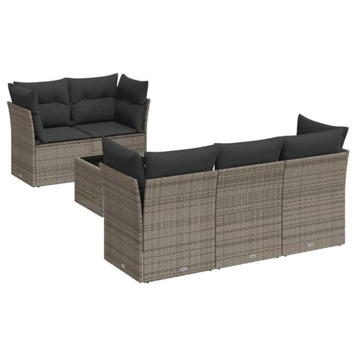 VidaXL Salon de Jardin avec Coussins 6 pcs, Canapés avec Pieds Réglables, Ensemble de Meubles d'Extérieur Patio Terrasse, 3249089