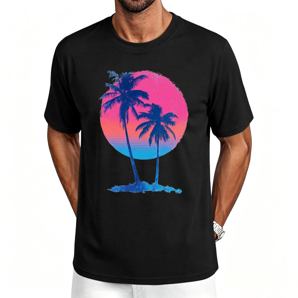 Herren Hawaii-Print Lässiges Rundhals-T-Shirt Atmungsaktiv Schnelltrocknend Kurzarm Sport-T-Shirt Leicht Bequeme Passform