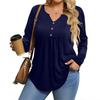 Womens Plus Size Long Sleeve Shirts  V Neck Tunic Tops Basic Loose Fit Tee Tops