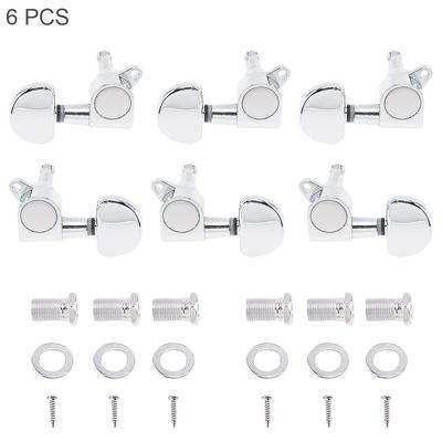 6pcs Silver Guitar Tuning Pegs 3R+3L Semicircle All Closed Machine Head for 40 / 41 Inch Guitar