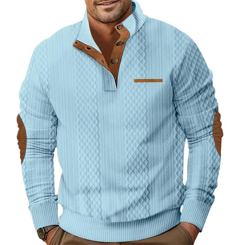 American Style Stand Collar Pullover Sweatshirt Men Casual Outdoor Knit Top 2025