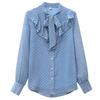 Women Blouses Shirts 2025 Spring Long Sleeve Women Blouse Shirt Bow Collar Chiffon Blouse Shirt Women Tops J657