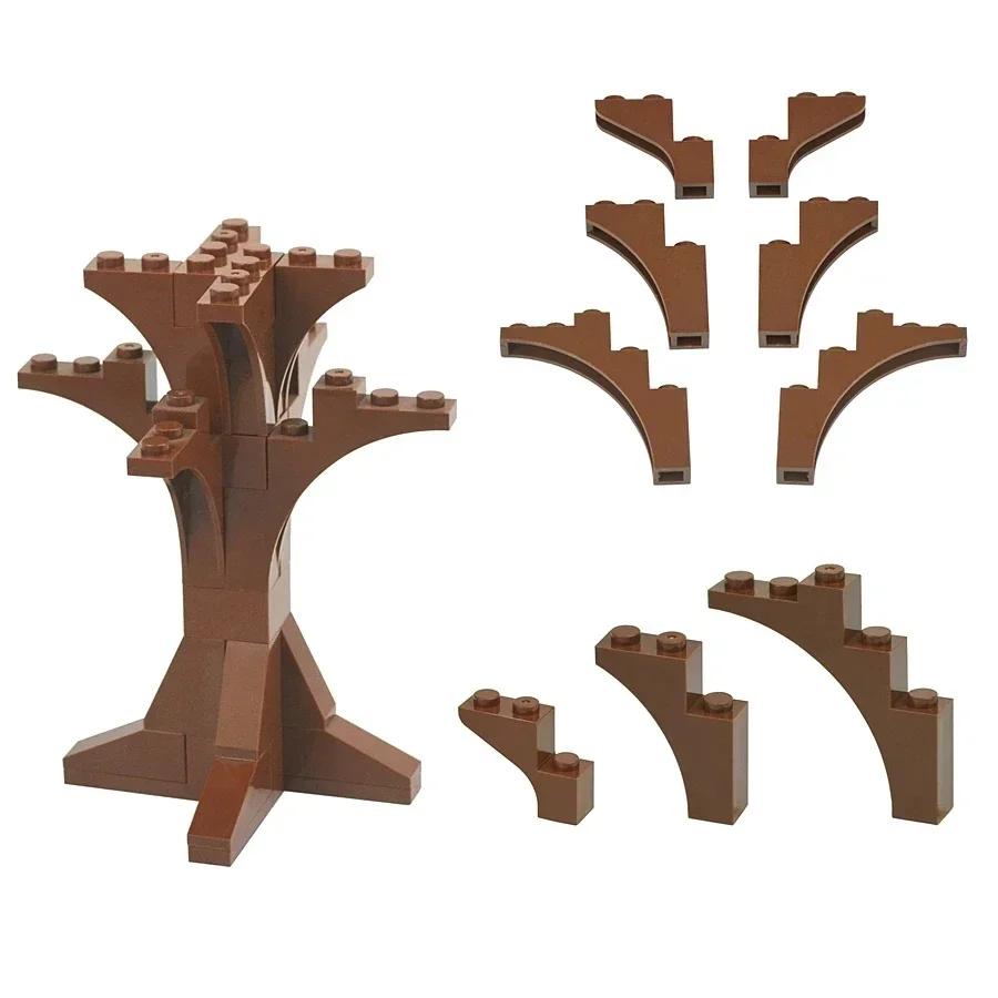 MOC Plants Accessories Bricks 3471 2435 6064 3778 City House Trees Pine Prickly Bush Green Grass Military Building Toys
