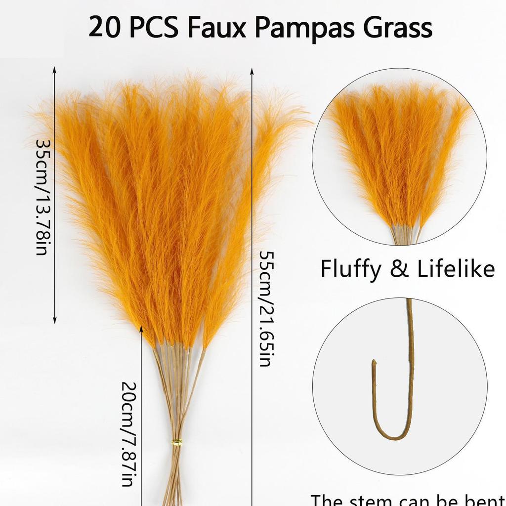 Artificial Pampas Grass & Cattails: Eternal Flower Wedding & Home Décor (55cm)