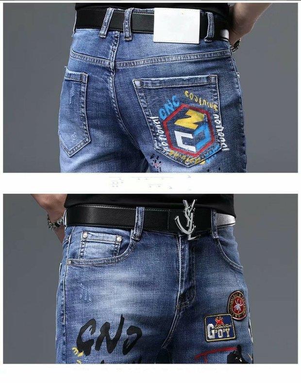 Trendy Slim-Fit Skinny Jeans mit Stickerei für Herren – Sommerkollektion