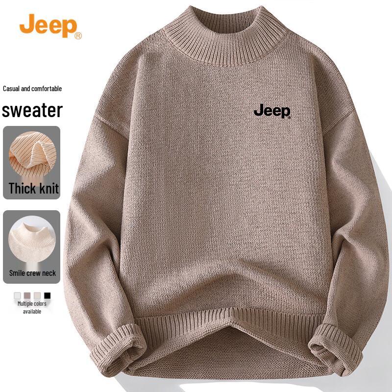 JEEP Men's Half-High Collar Long Sleeve Knit Sweater