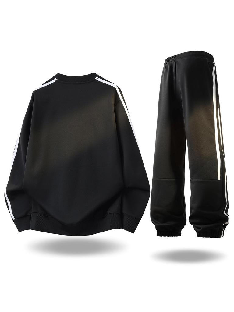 Men's Trendy Loose Fit Autumn Sweatshirt & Pants Two-Piece Set - Casual Long Sleeve Matching Outfit