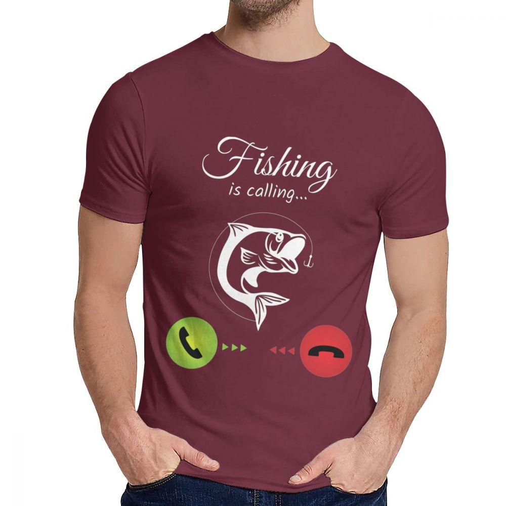 Cotton Fishing Is Calling T Shirt Unisex Design High Quality Fashion O Neck Homme Tee